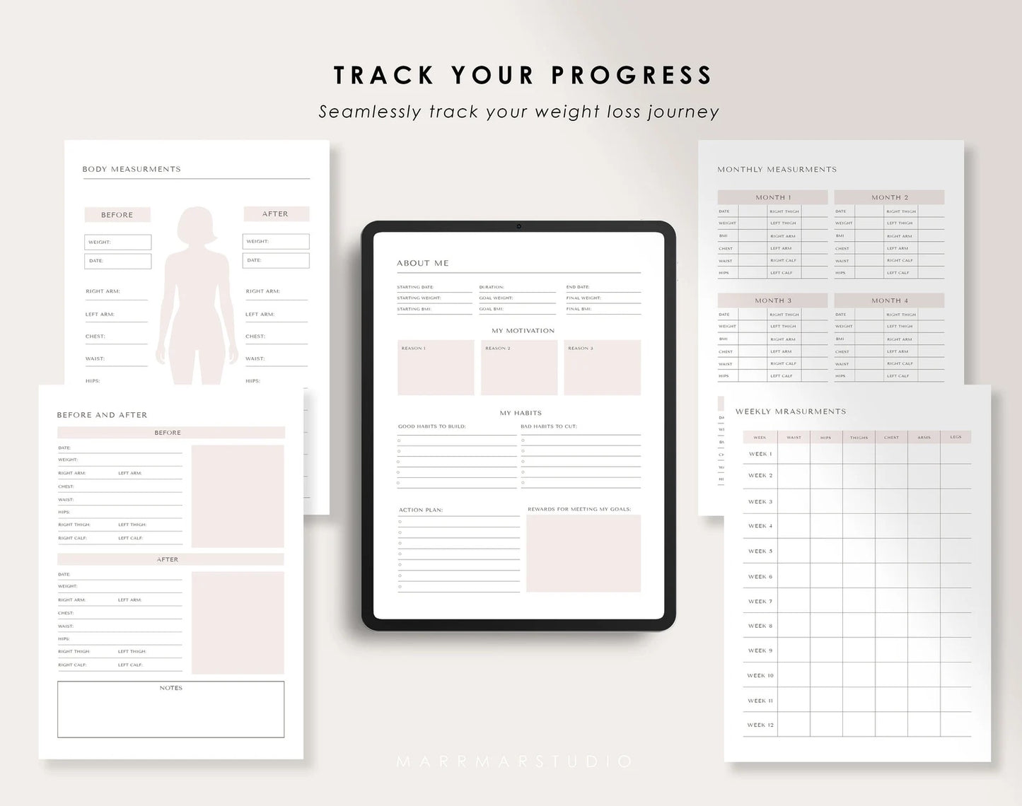 Ultimate Weight Loss Tracker, Weightloss Tracker, Fitness Planner Printable , Weight Loss Chart